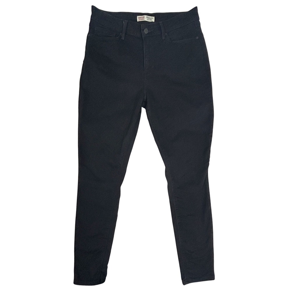Levi's Signature Jeans Womens 12 Black High Rise Skinny Stretch Grunge Ankle‎